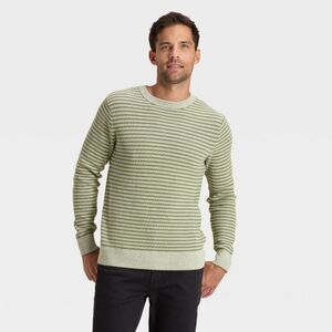 Goodfellow & Co - Men's Textured Striped Crewneck Sweater - Goodfell Green